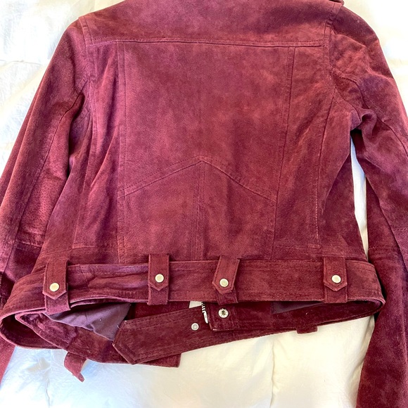 Blank NYC purple suede moto jacket with belt - Picture 3 of 4